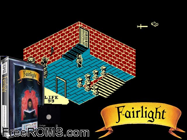 Fairlight - A Prelude (UK) (1986) [a1] Amstrad CPC game showing 3D box cover and gameplay screenshot